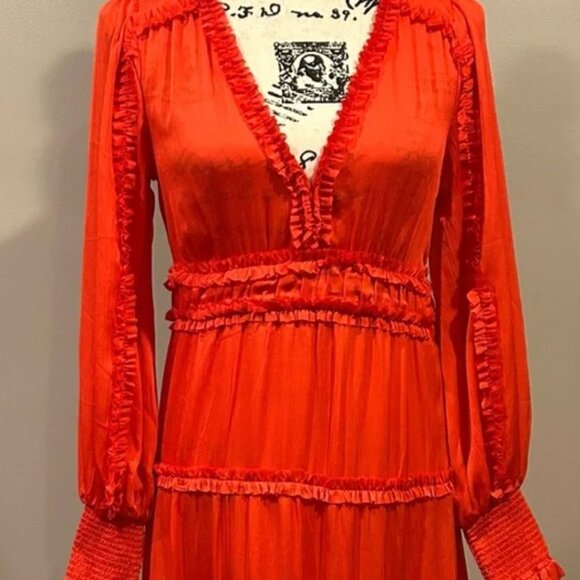 Chelsea Violet XS Dress Satin Plisse Red TAILORED Tailored down to XXS - Picture 3 of 5